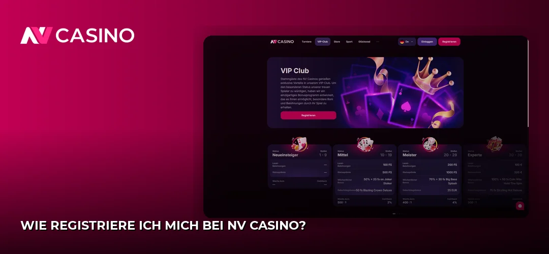 Wie registriere ich mich bei NV Casino?
