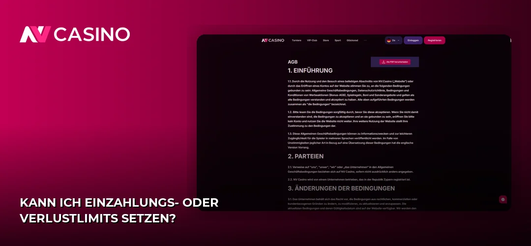 Kann ich Einzahlungs- oder Verlustlimits setzen?